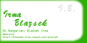 irma blazsek business card